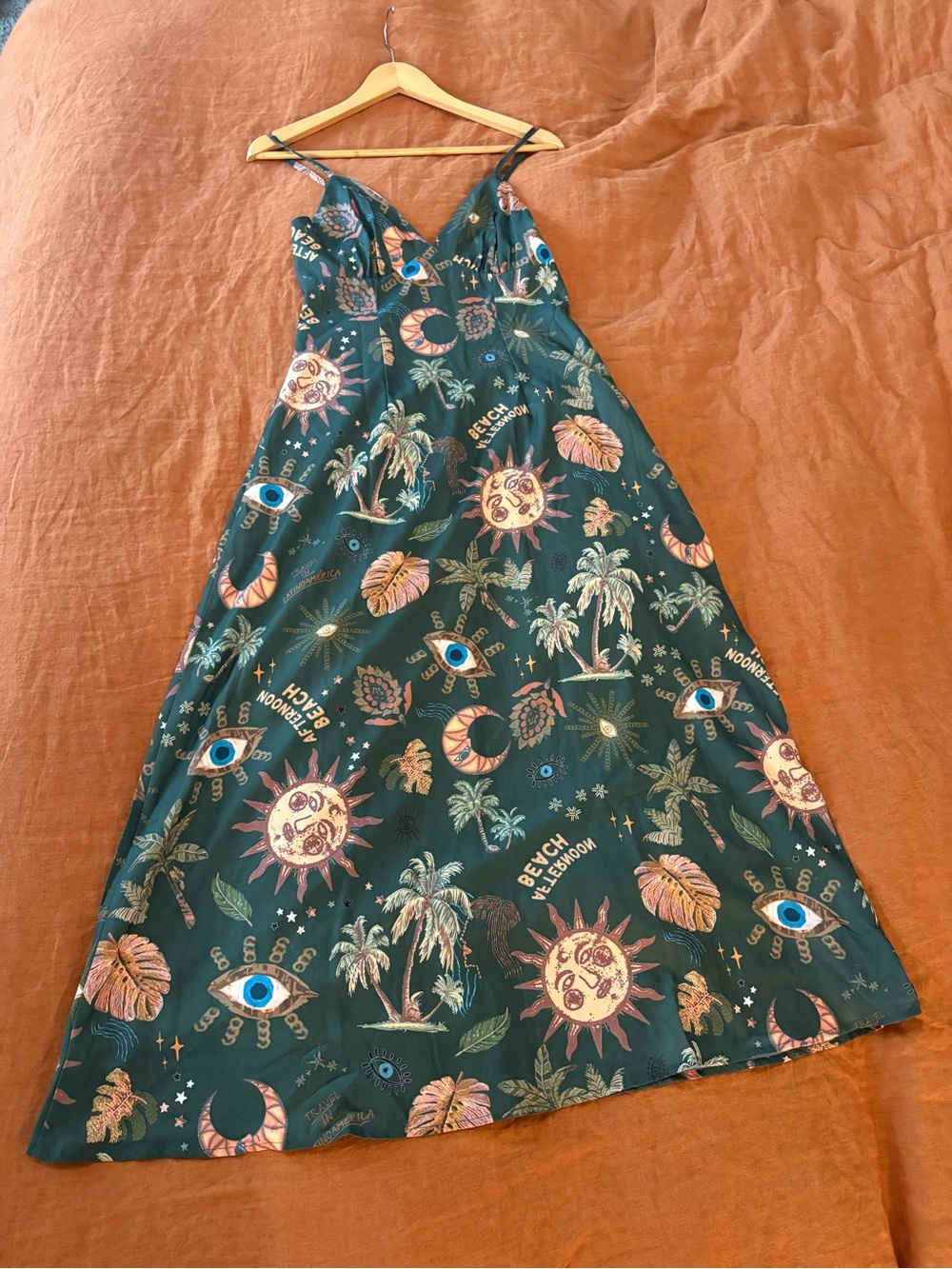 ROMWE Green Hippie summer Vacation Midi Dress - Picture 3 of 13